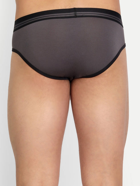 Men's Micro Modal Briefs with Piping Midnight Grey